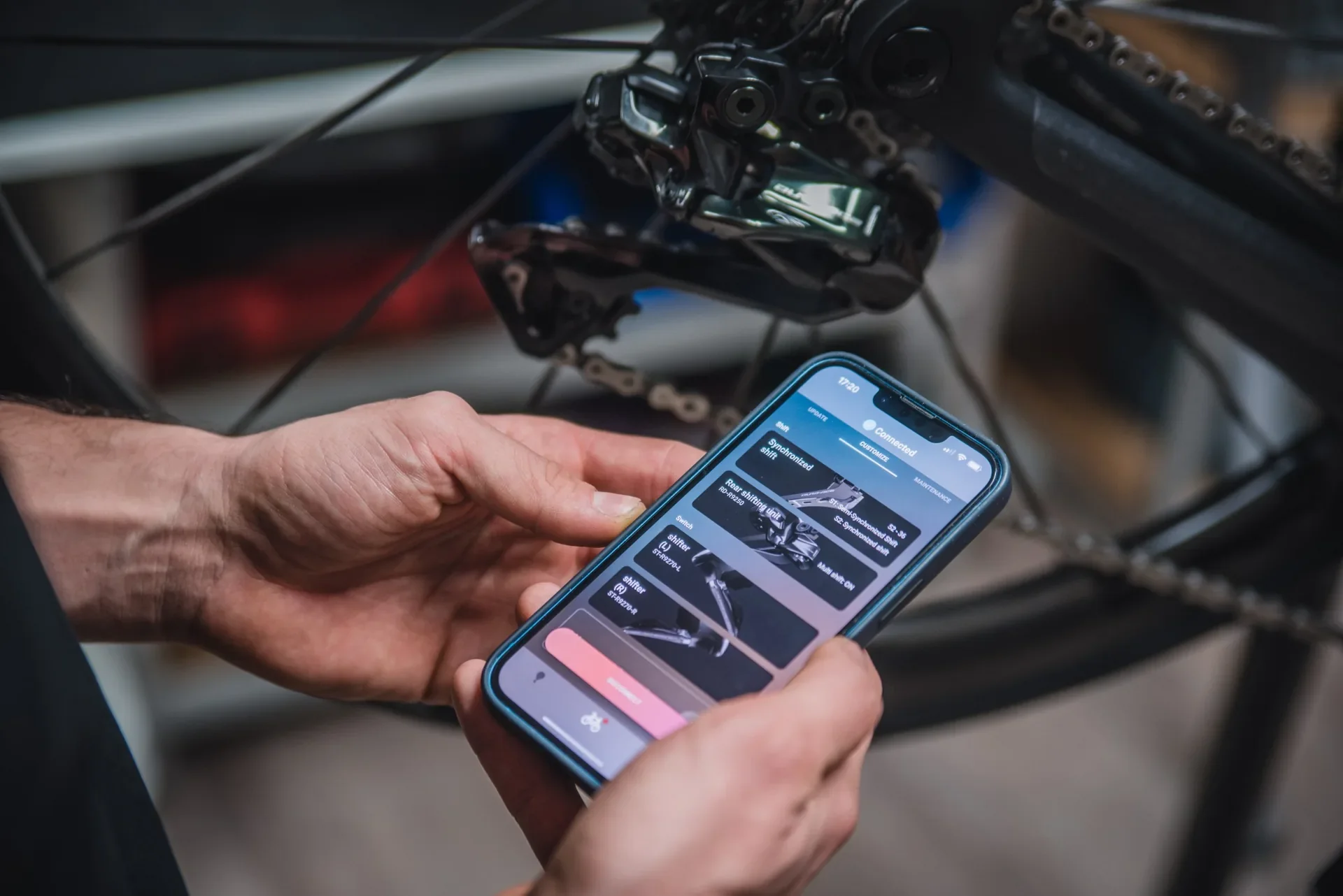 Diagnostika a nastavení elektronického řazení Shimano v mobilní aplikaci